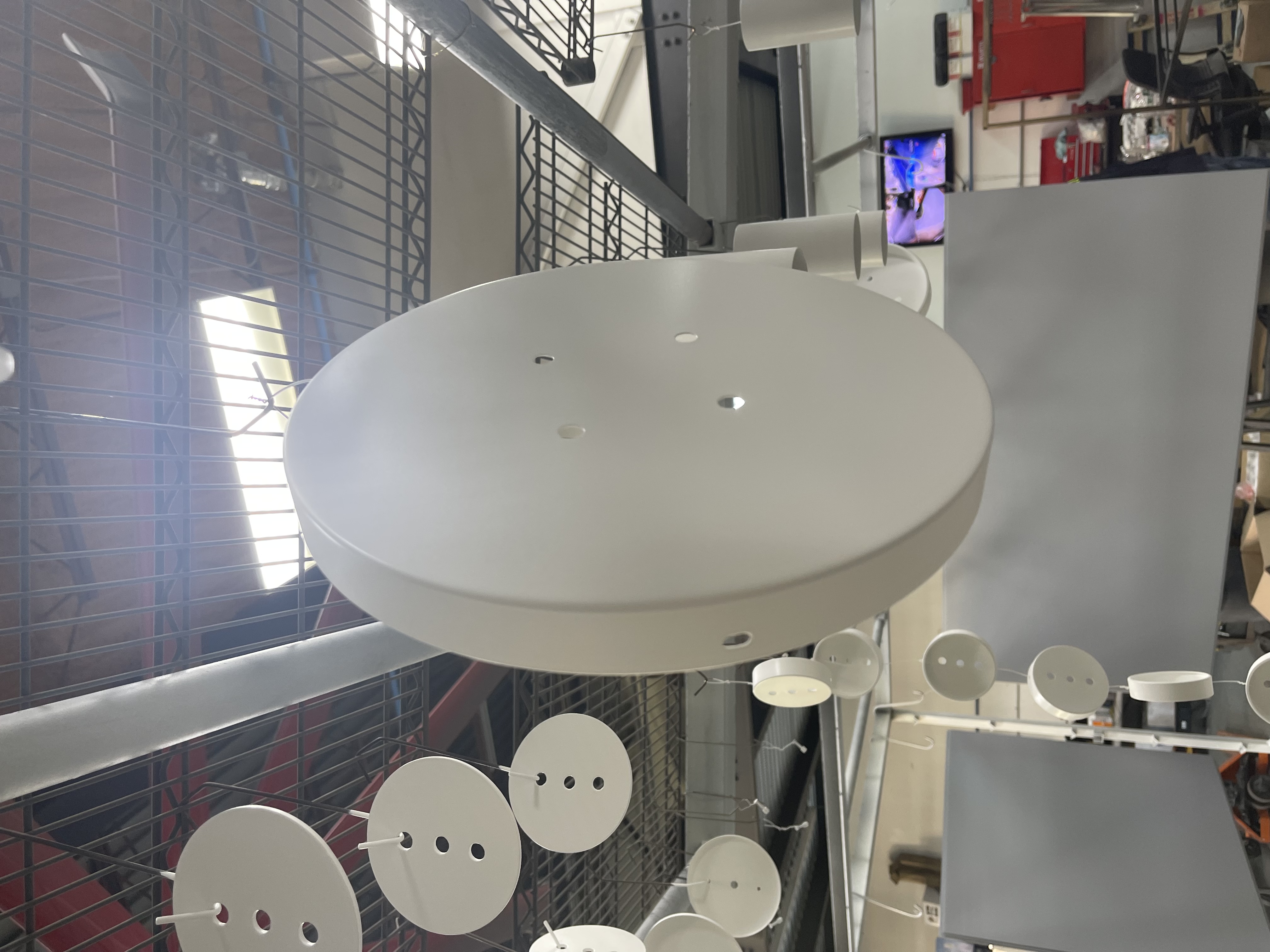 White powder coated circular components