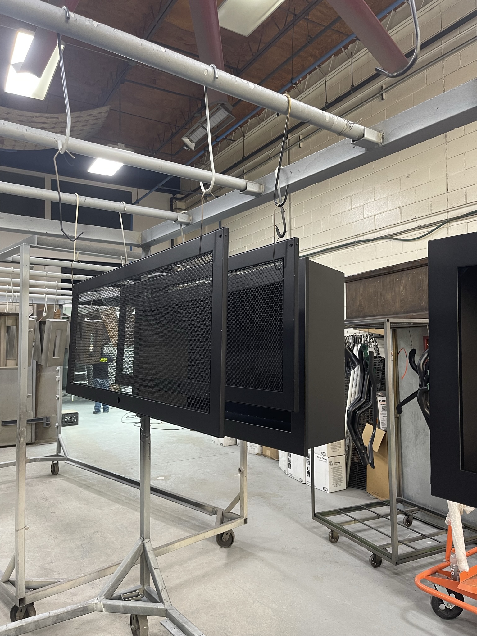 Black powder coated equipment cabinets