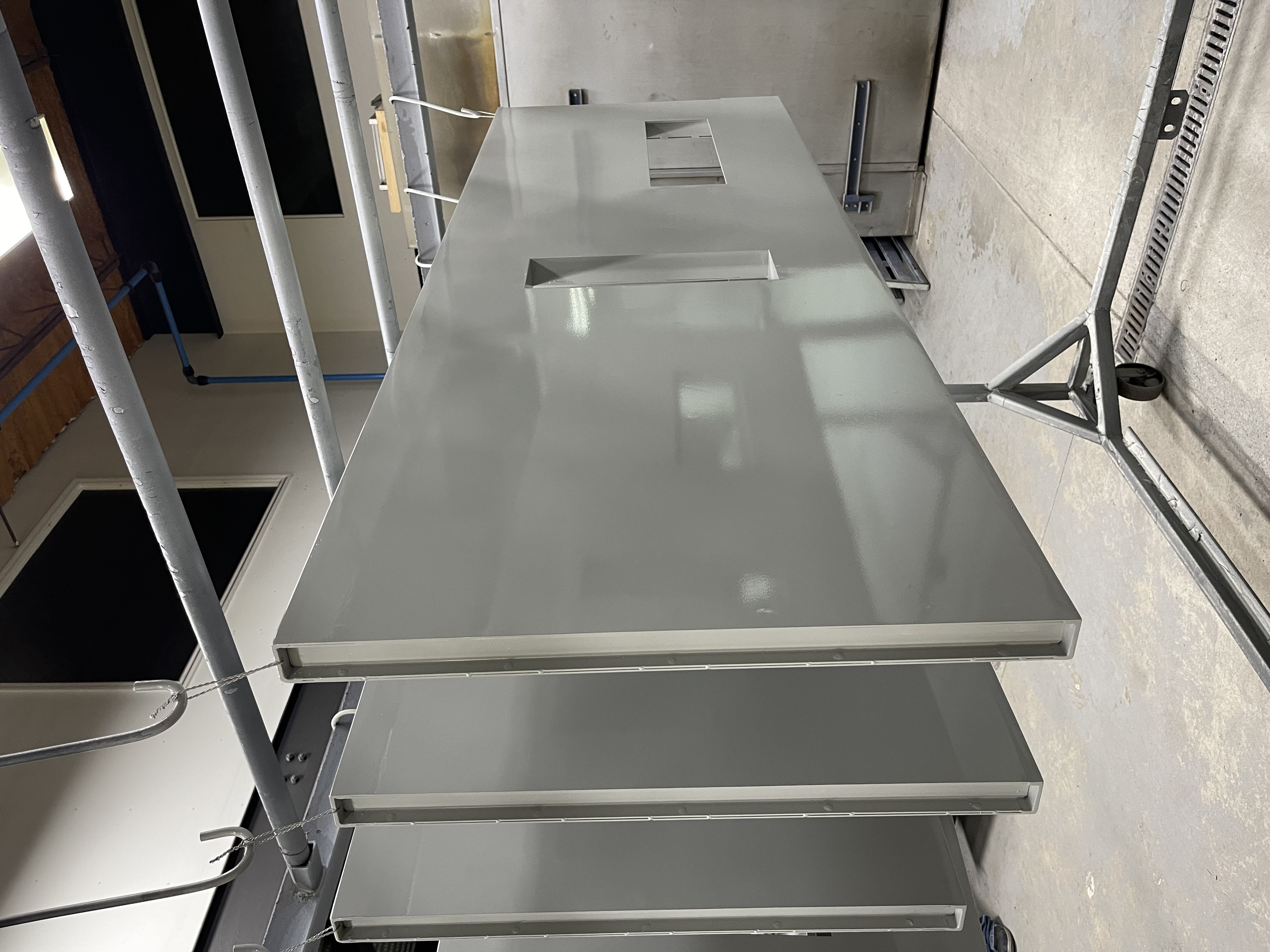 Powder coated commercial equipment at the Astoria facility